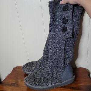 UGG Australia Gray Lattice Sweater Boots